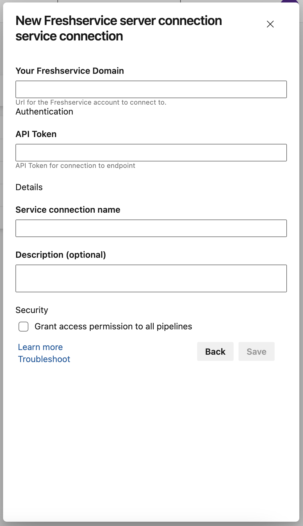 Freshservice Service Connection