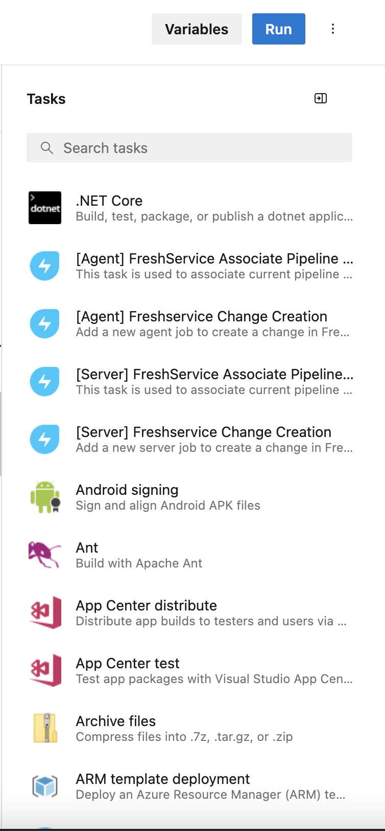 Freshservice DevOps Tasks in Azure DevOps